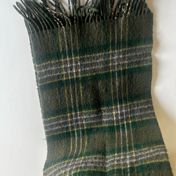 Dior Monsieur Wool Green and Gray Plaid Scarf - Picture 5 of 5